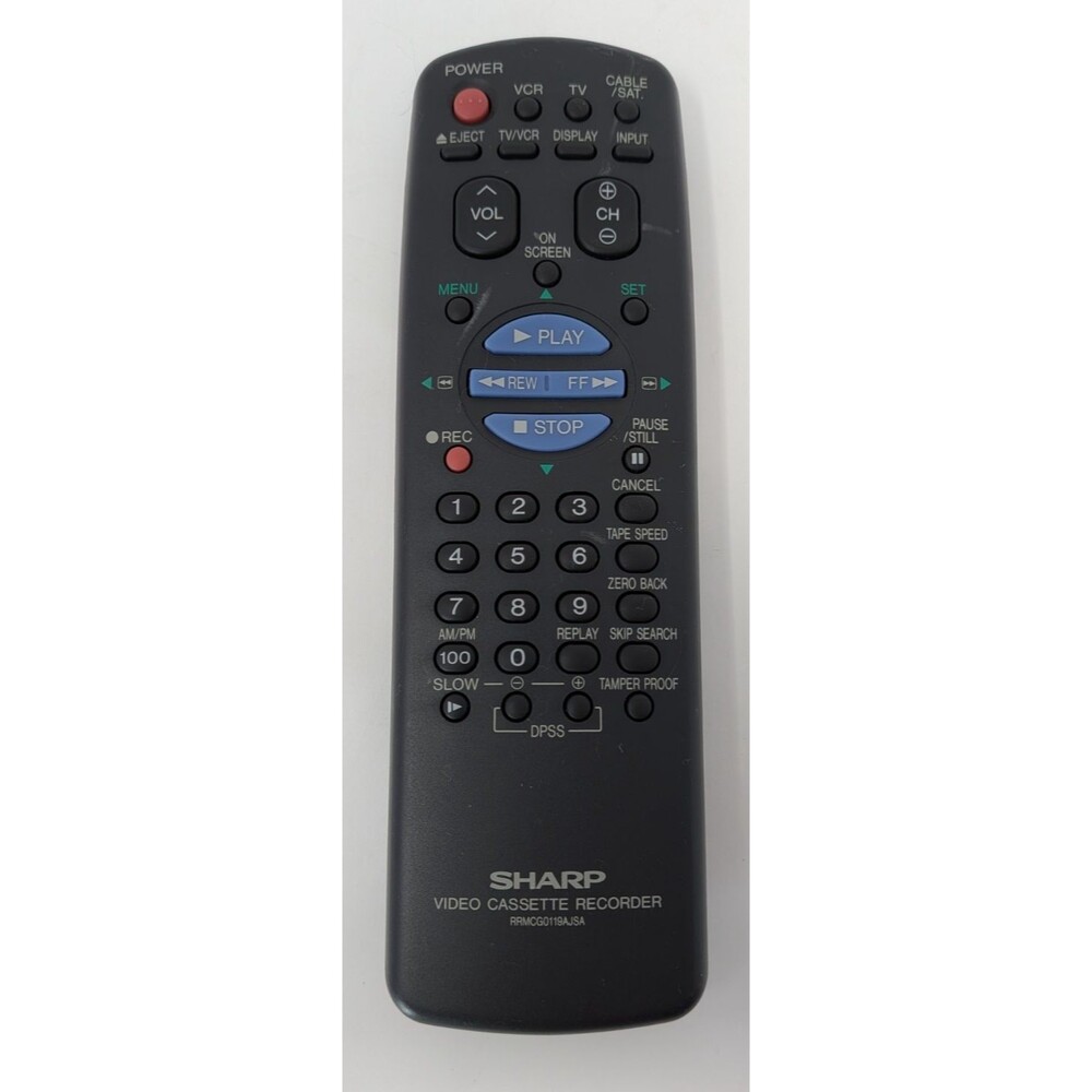 Sharp RRMCG0119AJSA VCR Remote Control OEM Tested Works w/ Battery Cover